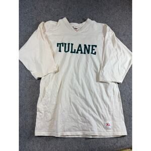 Vintage 80s Tulane Shirt Mens XL White College University Cotton Jersey RARE